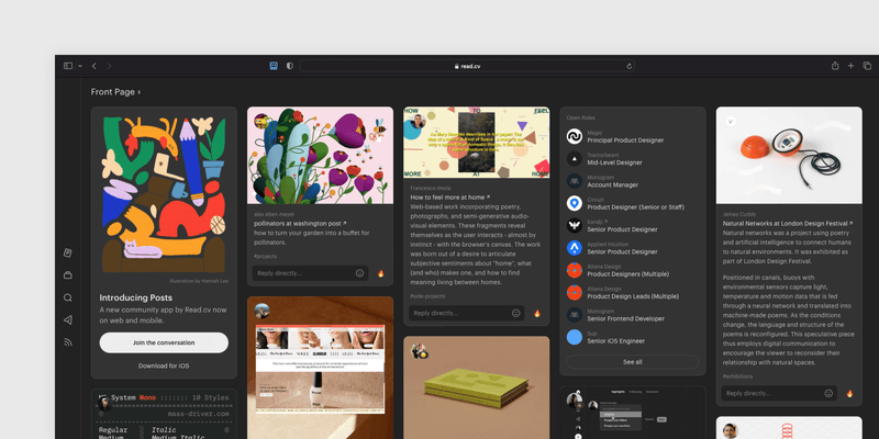 Francesco's artwork featured on Read.cv's homepage