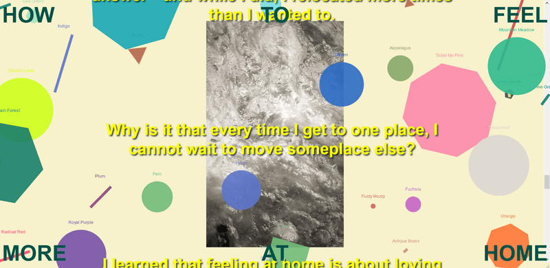 Screenshot from interactce webpage with colourful shapes, images and text