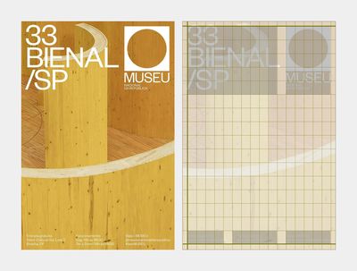 Bienal São Paulo poster with grid overlay showing structural alignment