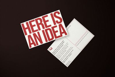 business card that spells out 'here is an idea" on one side and details on the other