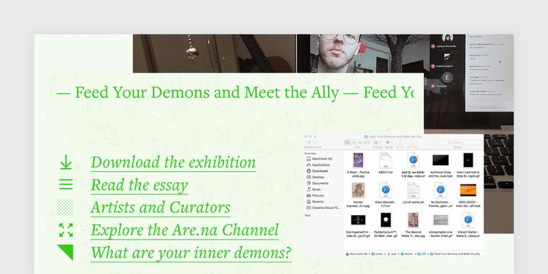 Exhibition website, exhibition ZIP file, and screenshot from recorded talk