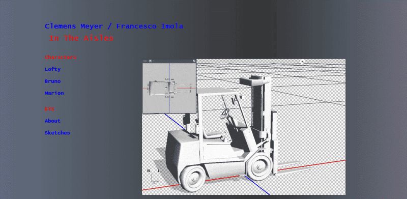 Homepage from net art
project 'In The Aisles'