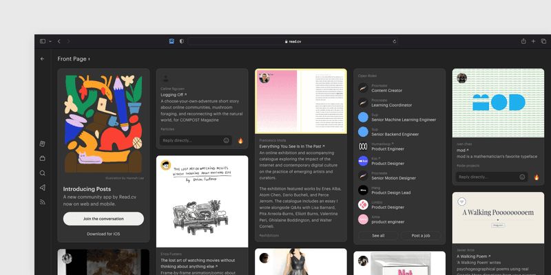 Francesco's exhibition
catalogue featured on Read.cv's homepage